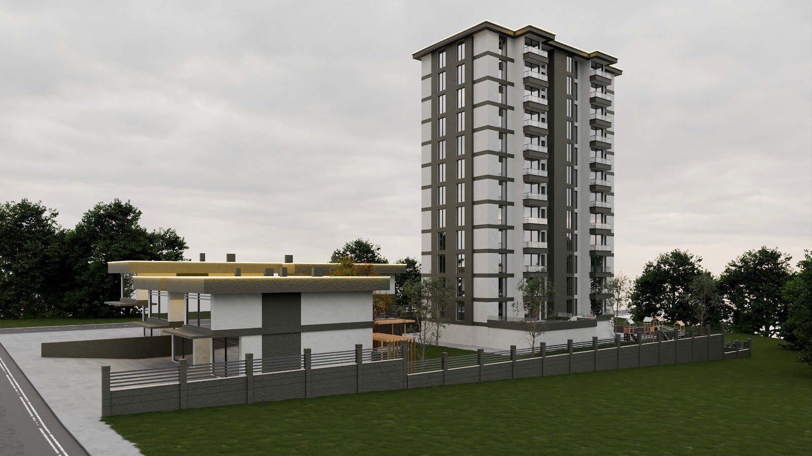 ARIA projesi yan cephe ve çocuk parkı görseli